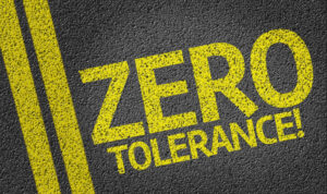 Zero Tolerance written on the road